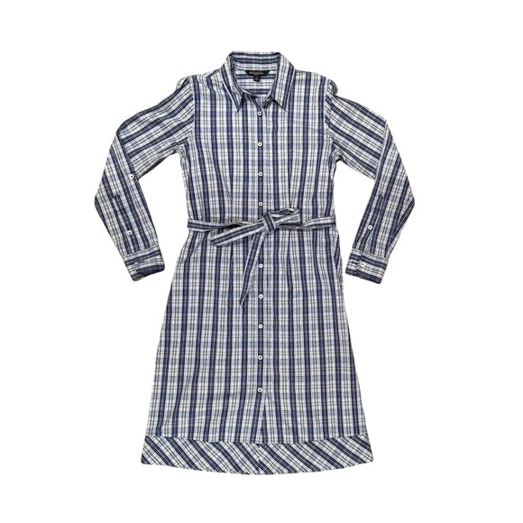 Brooks Brothers Dresses & Skirts - Brooks Brothers | Plaid Button Up Shirt Dress Blue White, Women’s 4 Petite